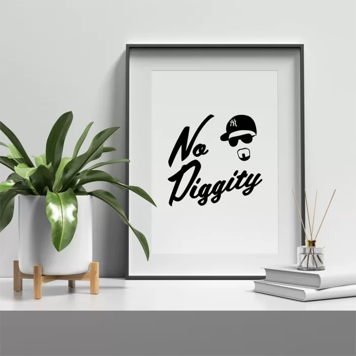 No Diggity Print by Designer Carl Carter - Showing the print in a Photo Frame and in a home setting